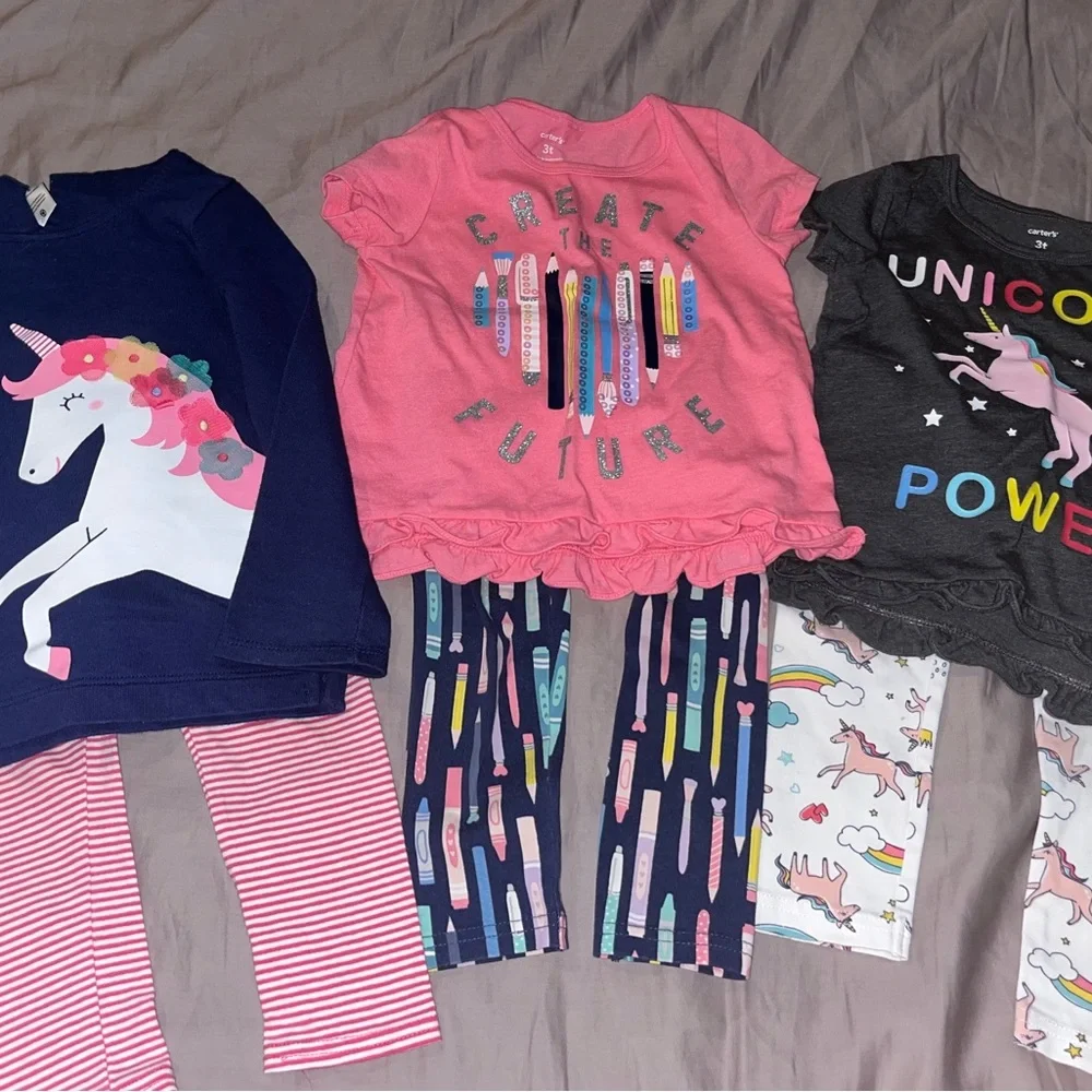 Baby Girl 3T Bundle Pajamas / Matching Sets / Shirts / Pants - Picture 6 of 8
